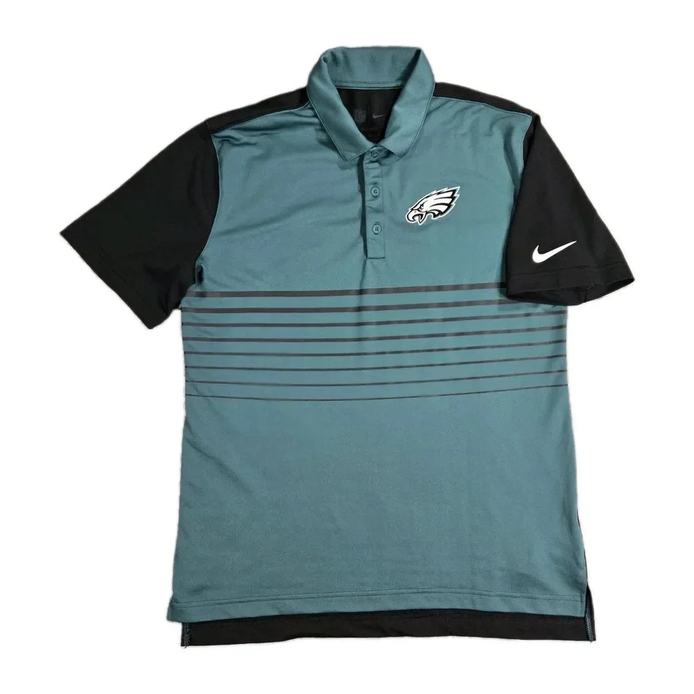 Mens Nike DriFIT Philadelphia Eagles Polo Shirt Medium Green Black NFL